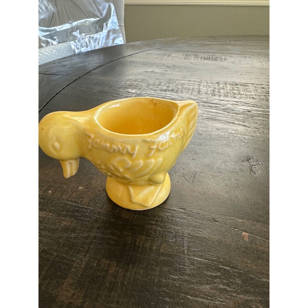 Vintage Fanny Farmer Yellow Ceramic Duck Egg Cup Made in USA Farmhouse Decor